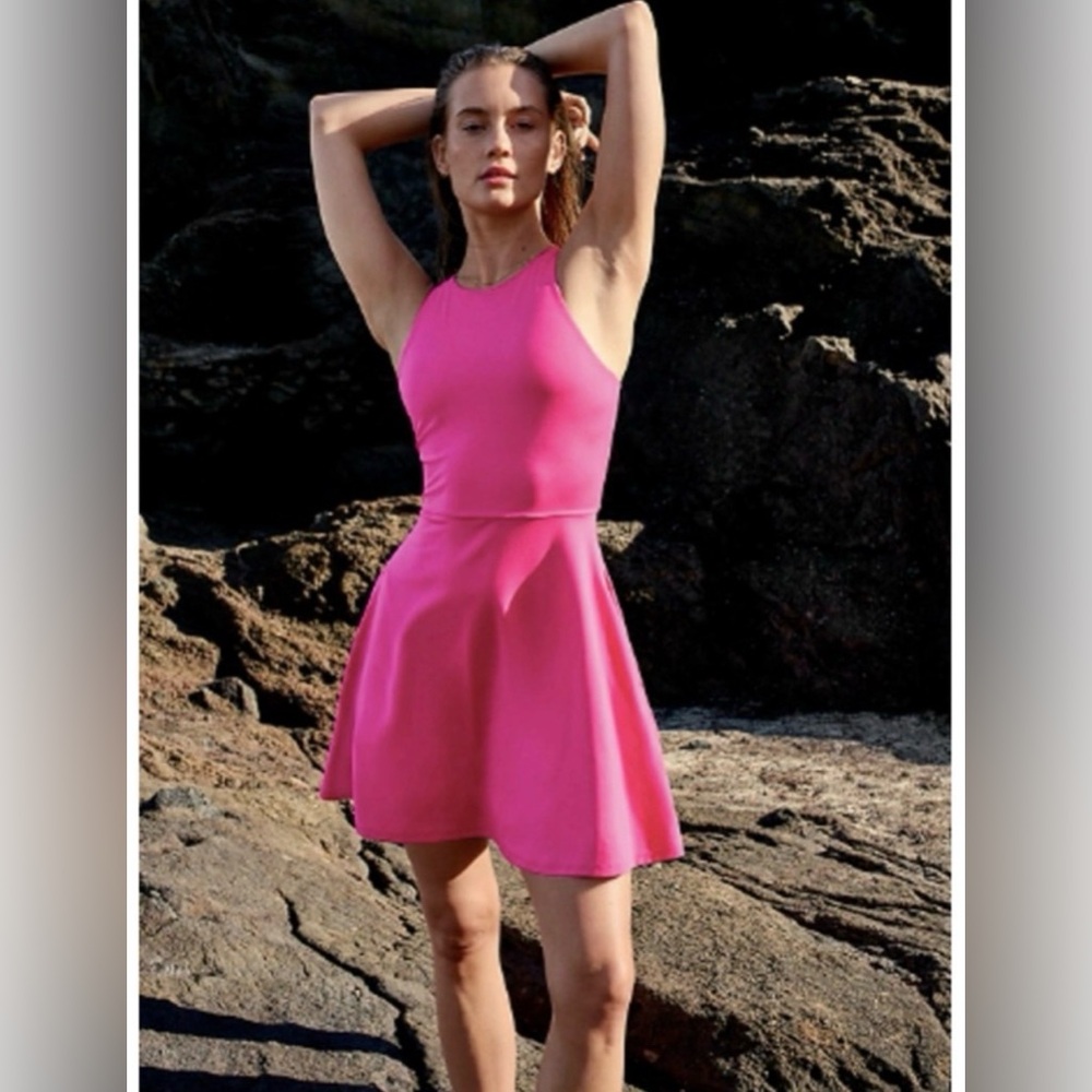 Athleta High Neck Conscious Hot Pink Dress - SP